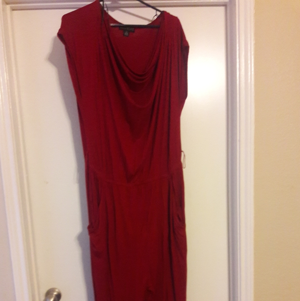 Red sleeveless jumpsuit